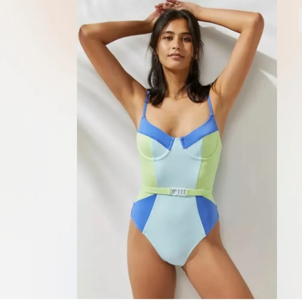 NWT Anthropologie Solid & Striped Spencer Colorblocked One-Piece Swimsuit S $188